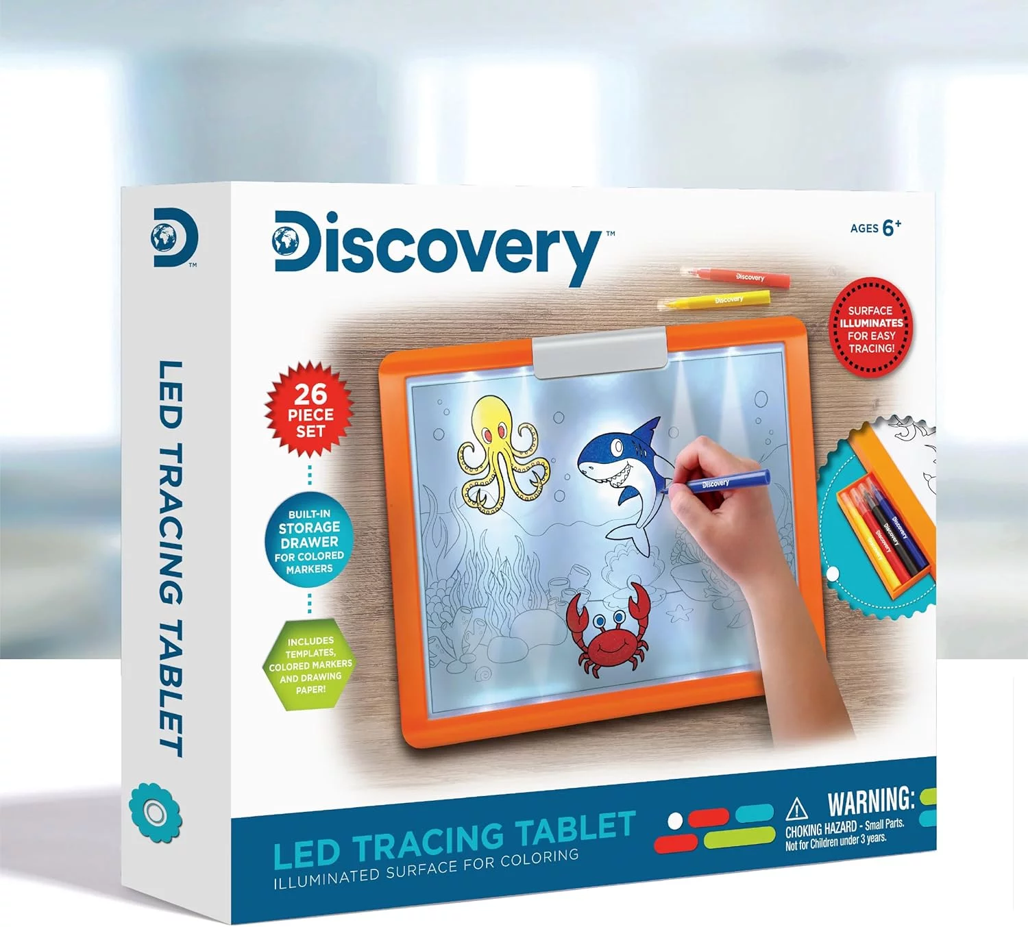 Discovery LED Tracing Tablet, 26-Piece Set with Washable Markers, Tracing & Template Sheets