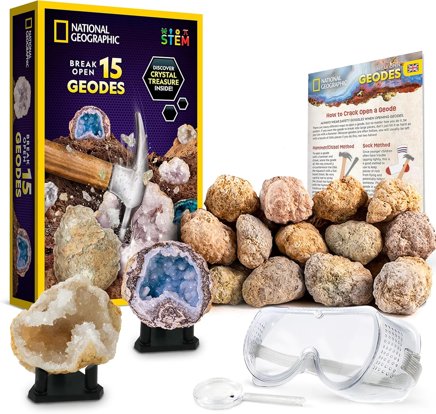 National Geographic Break Open 15 Premium Geodes Science Kit