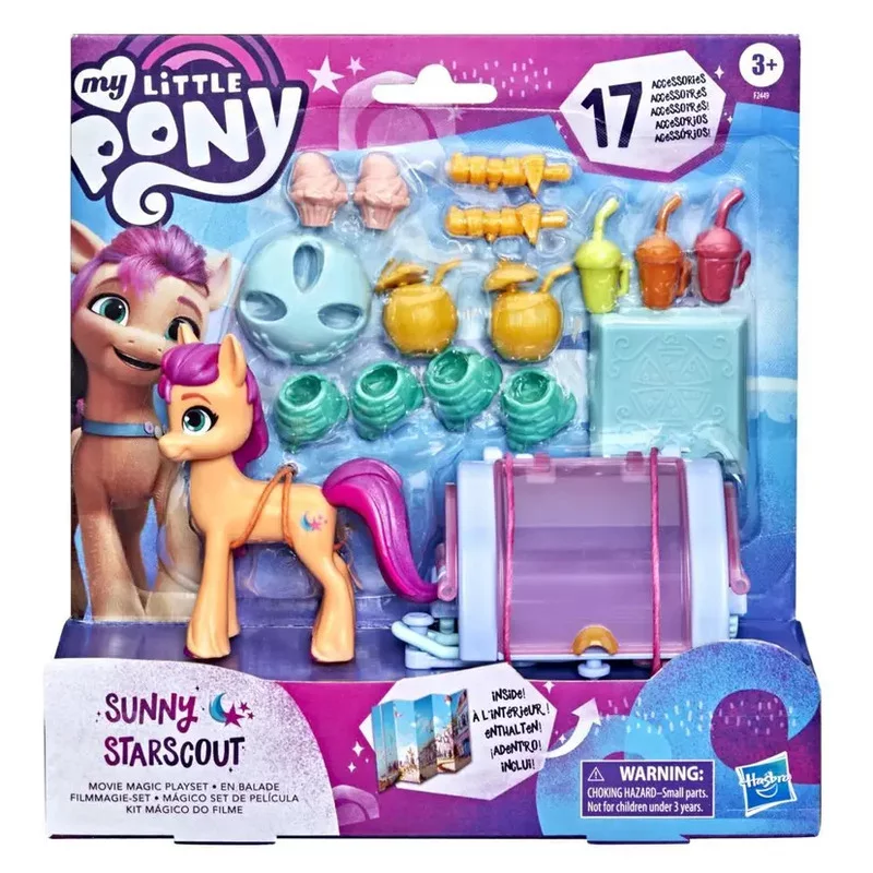 My Little Pony - A New Generation Sunny Starscout Movie Magic Playset - 3-Inch Orange Pony Toy with 17 Accessories