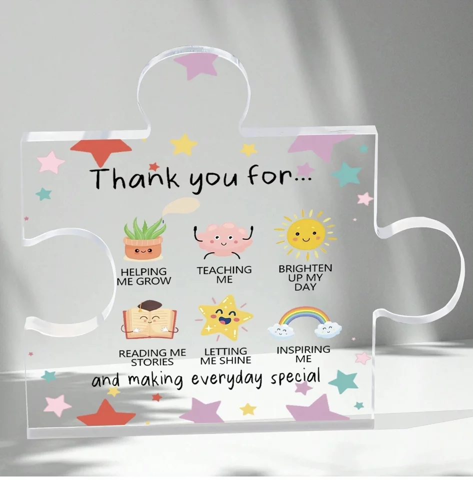 Thank You Gifts – Puzzle-Shaped Acrylic Desk Decor with Appreciation Message