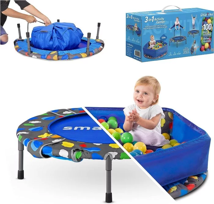 Activity Center 3 In 1 Trampoline Blue