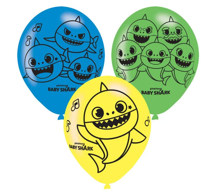 Baby Shark Balloons 11in (6 Pieces)
