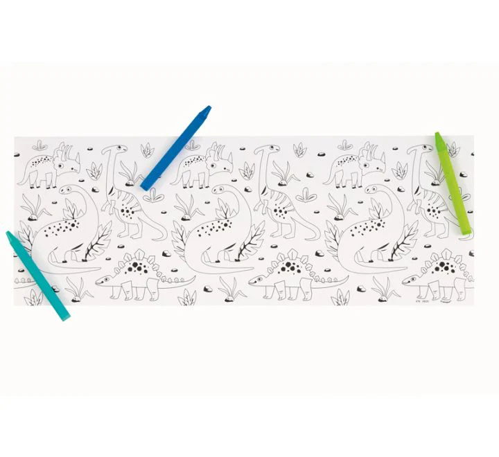 Blue & Green Dinosaur Coloring Rolls and Crayons, 3ct