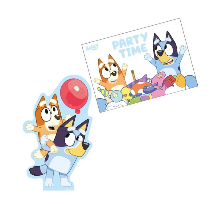 Bluey Diecut Invitation & Envelope ( 8 Pieces )
