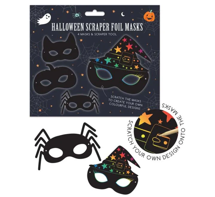 Spooky Scratch Art Masks 4pk