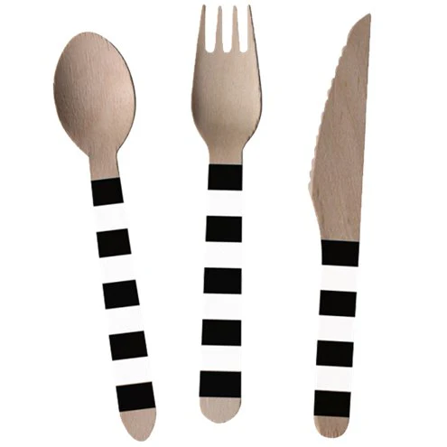 Football Kicker Party Wooden Cutlery Set - 24pk