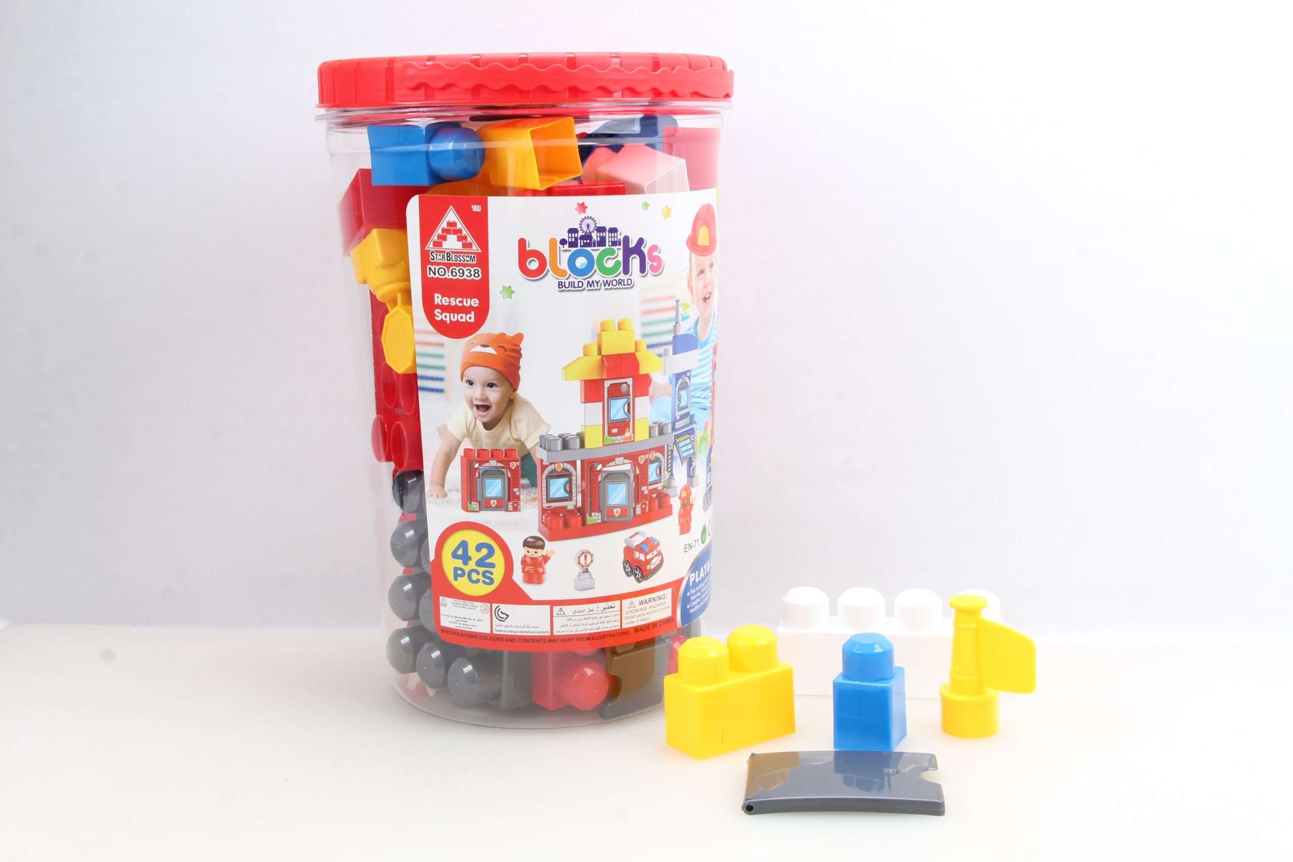 Red top Building Blocks Barrel Series Set Puzzle, 42 Pieces-6938