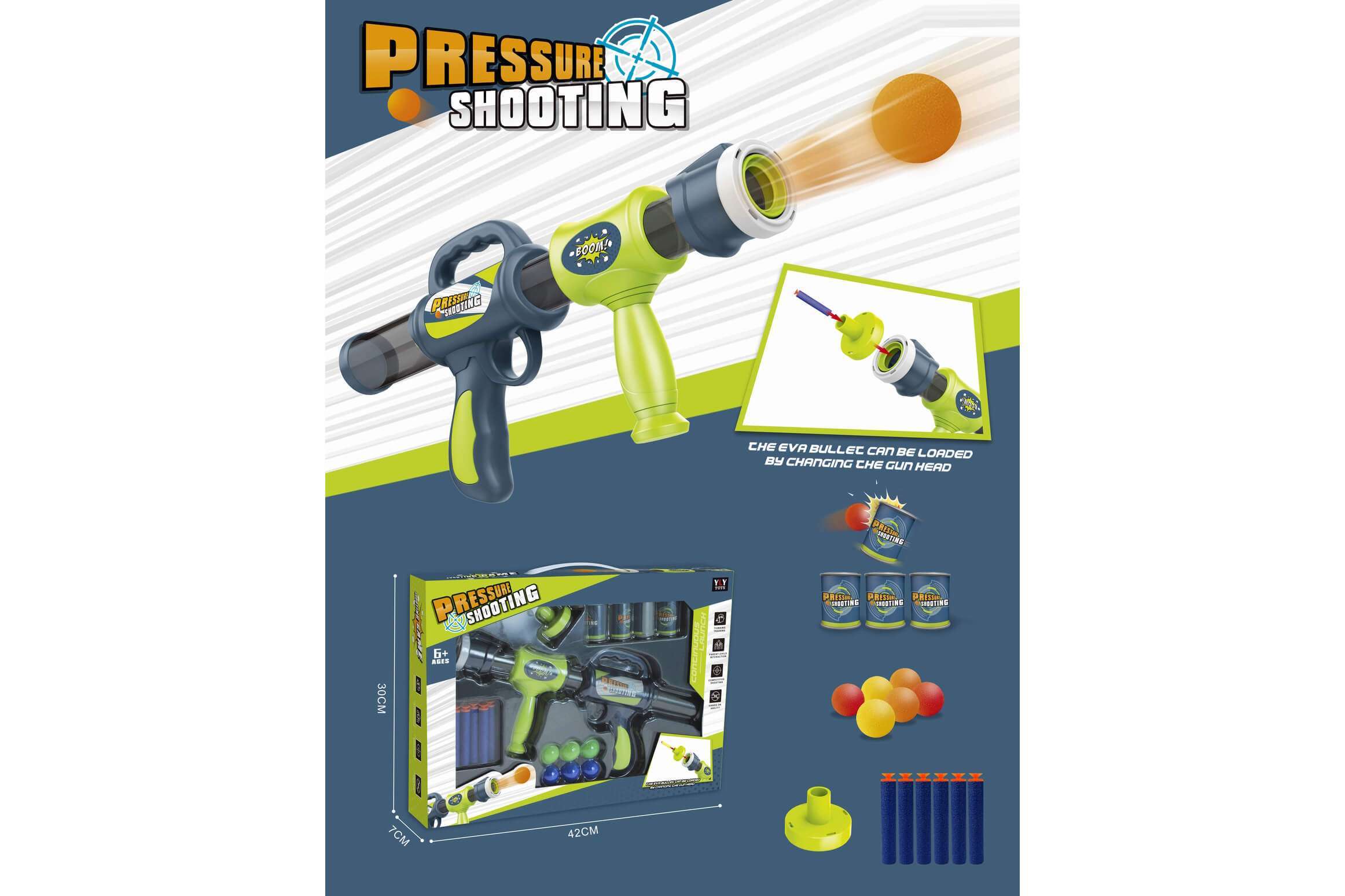 Top Selling Shooting Ball Gun Air Pressure Foam Balls Shooting Gun Toy-5016