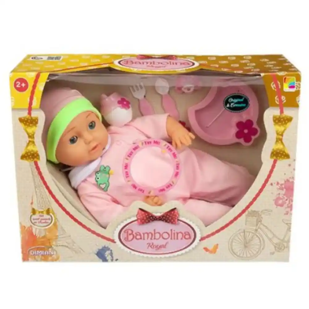 BAMBOLINA 40CM DOLL WITH BIB WITH ARABIC