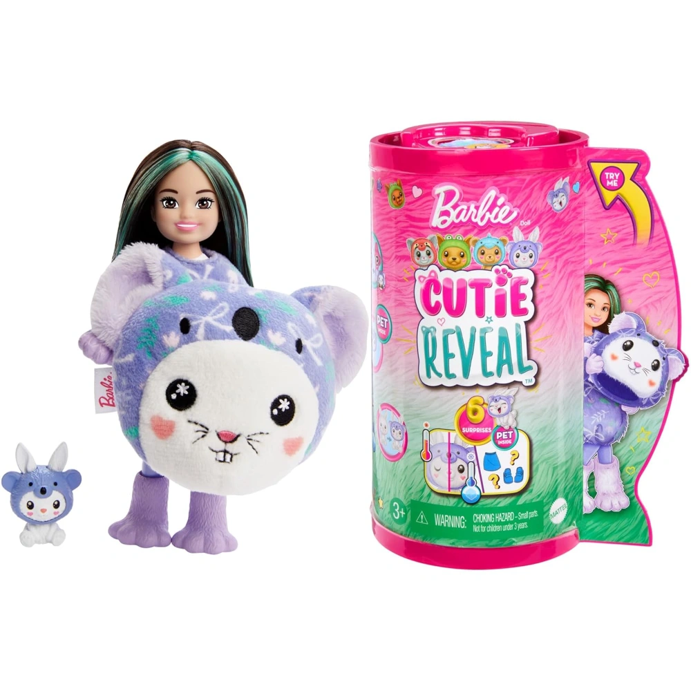 Barbie Cutie Reveal Chelsea Doll & Accessories, Animal Plush Costume & 6 Surprises Including Color Change, Bunny as Koala