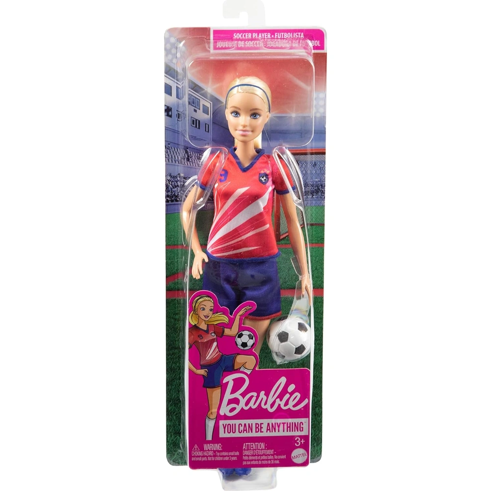 Barbie Soccer Doll, Blonde Ponytail, Colorful #9 Uniform, Soccer Ball, Cleats, Tall Socks, Great Sports-Inspired Gift for Ages 3 and Up