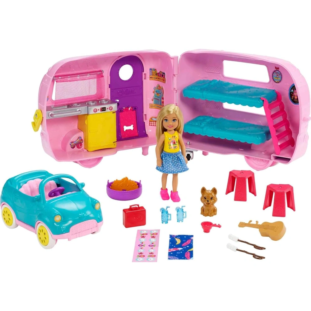 Barbie Toys, Camper Playset With Chelsea Doll, Toy Car And Accessories