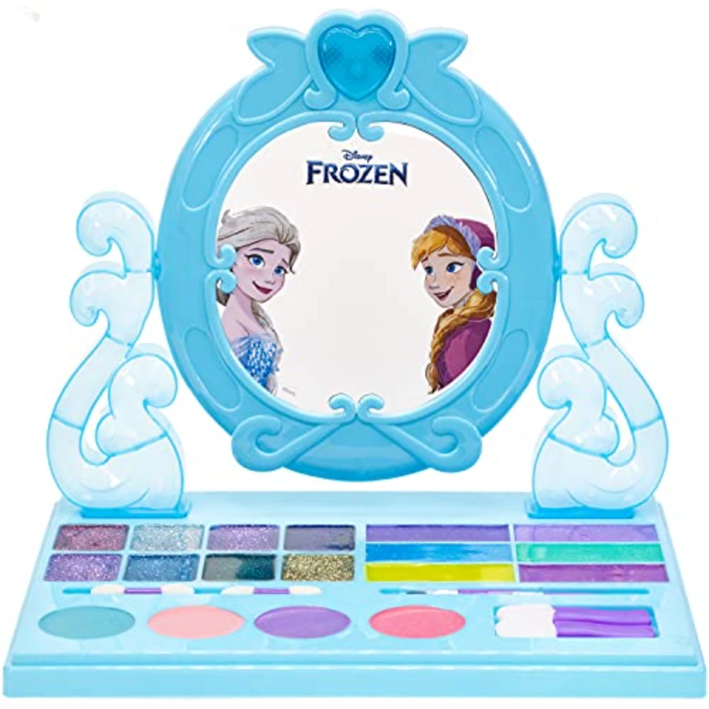 Disney Frozen – Townley Girl Cosmetic Vanity Compact Makeup Set with Mirror & Built-in Music Includes Lip Gloss, Shimmer & Brushes for Kids Girls, Ages 3+ perfect for Parties, Sleepovers and Makeovers
