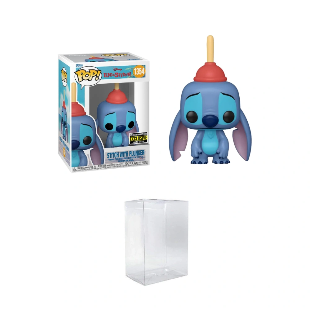 Funko Pop! Disney: Lilo & Stitch – Stitch with Plunger Entertainment Earth Exclusive Bundled with a Byron’s Attic Protector