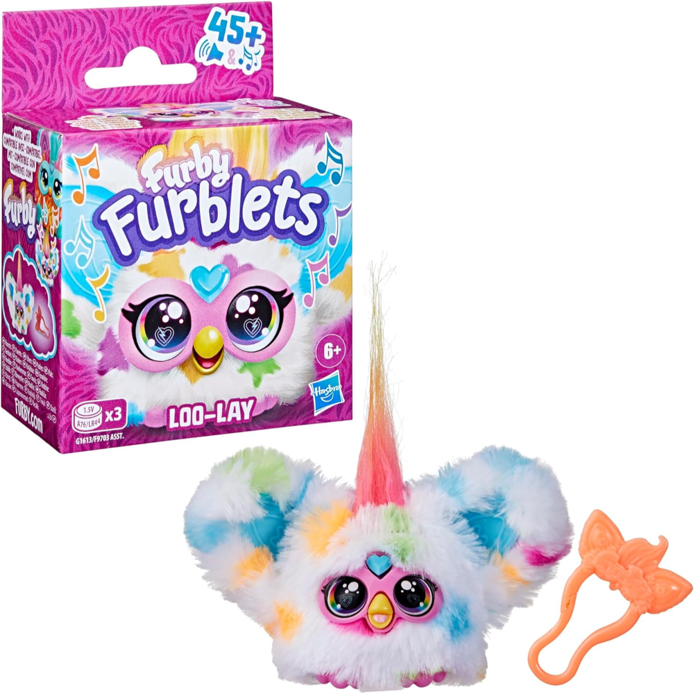 Furby Furblets Loo-Lay Mini Friend, 45+ Sounds & Music, Speaks Only Furbish, Electronic Plush Toys, Multicolor, Back to School Gifts, Ages 6+
