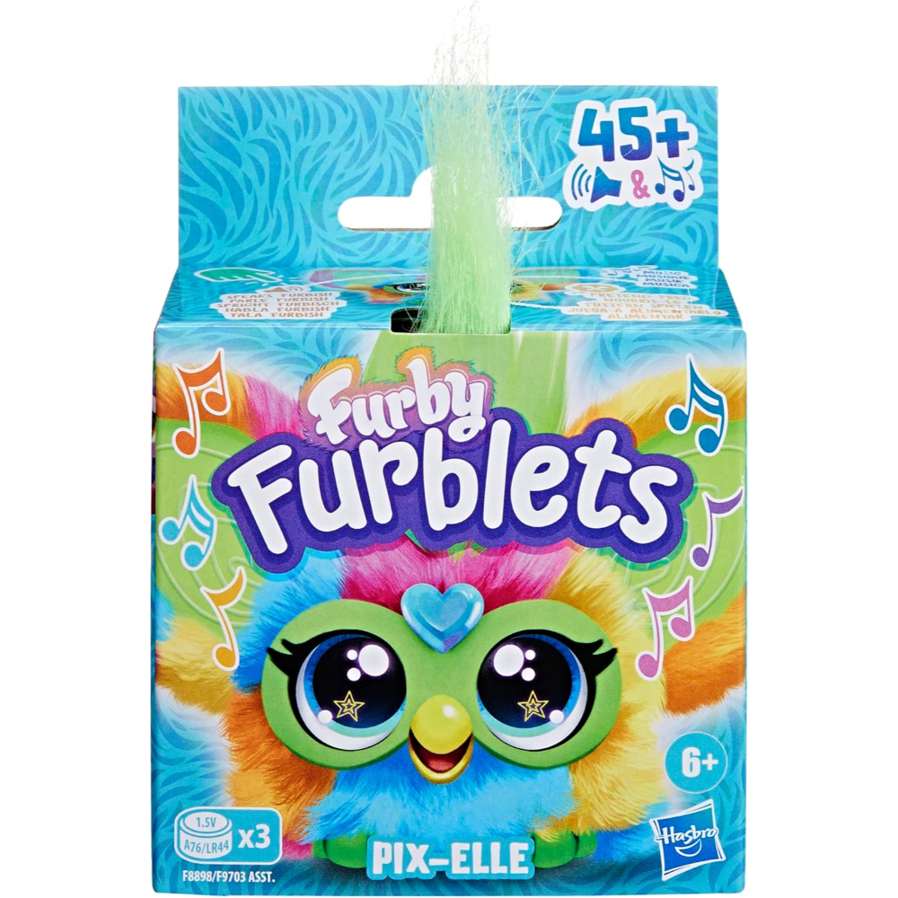 Furby Furblets Pix-Elle Mini Friend, 45+ Sounds, Gamer Music & Furbish Phrases, Electronic Plush Toys for Girls & Boys, Multicolor, Back to School Gifts, Ages 6+