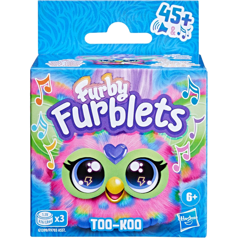 Furby Furblets Too-Koo Mini Friend, 45+ Sounds & Music, Speaks Only Furbish, Electronic Plush Toys, Multicolor, Back to School Gifts, Ages 6+