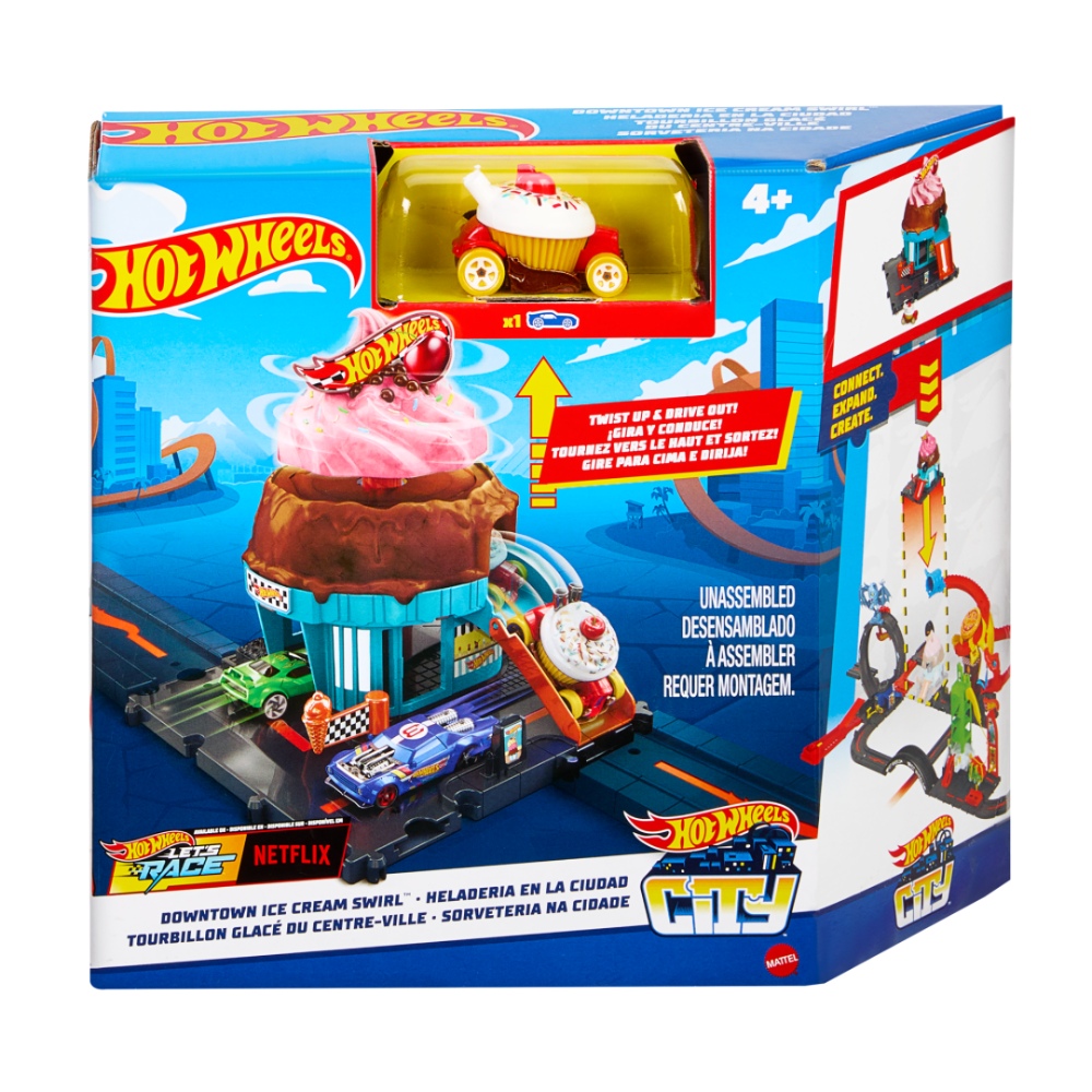 Hot Wheels City Downtown Ice Cream Swirl Playset