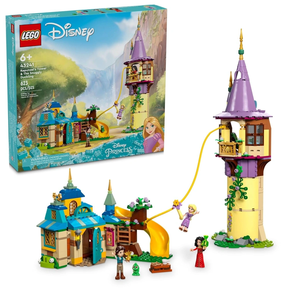 LEGO Disney Princess Rapunzels Tower & The Snuggly Duckling Tangled Building Toy with Flynn Rider and Mother Gothel Mini-Dolls, Disney Princess Toy, Fun Gift for Girls and Boys Ages 6 Plus
