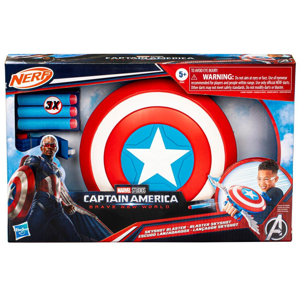 Marvel Studios Captain America Brave New World NERF Skyshot Blaster, Shield Roleplay Toy