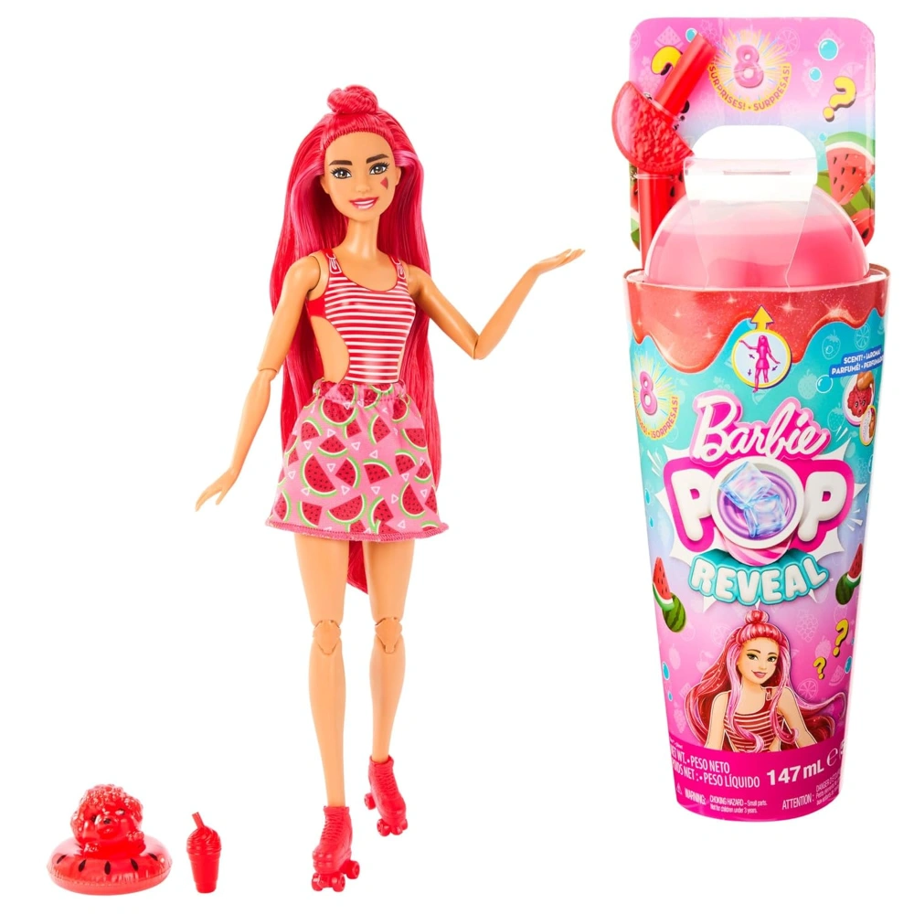 Mattel – Barbie Pop Reveal Fruit Series Barbie Watermelon Crush Doll, Scent & Color Change