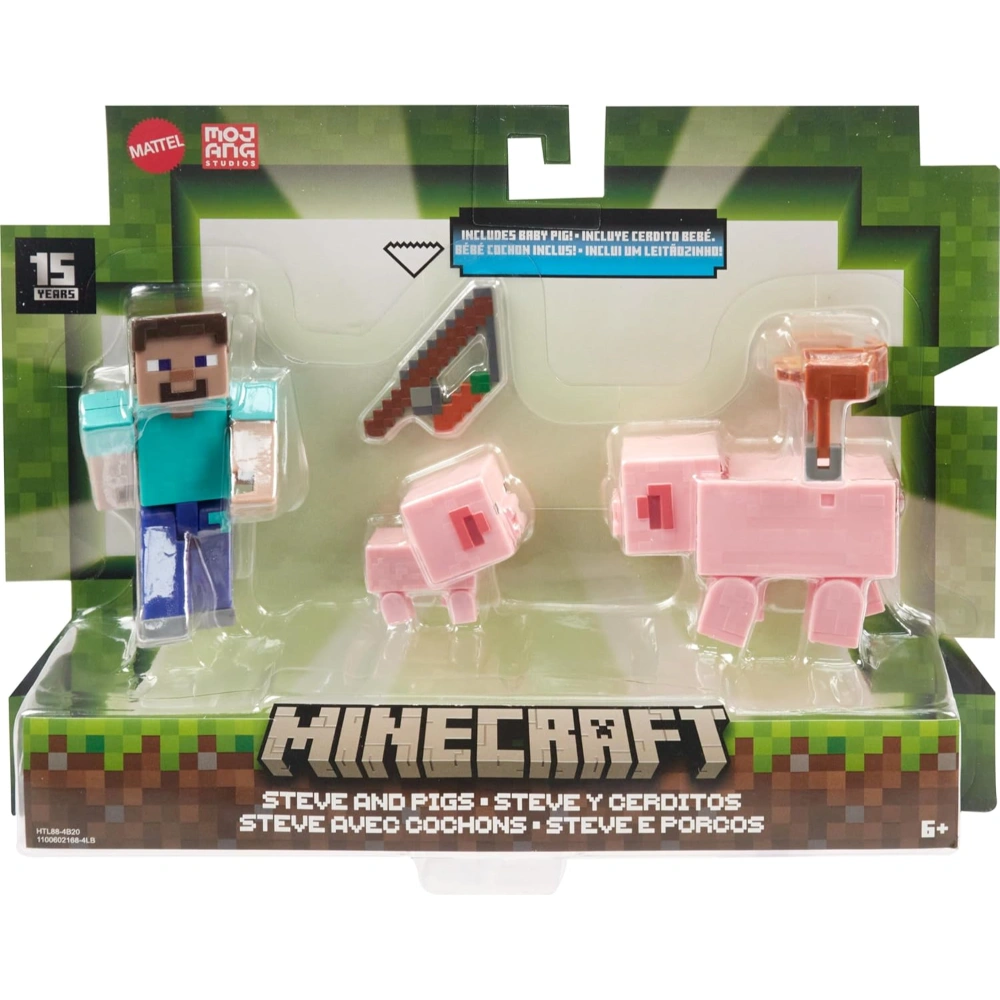 Mattel Minecraft Toys, 3. 25-inch Action Figure 2-Packs, 2 Figures and 2 Accessories, Collectible Gifts for Kids