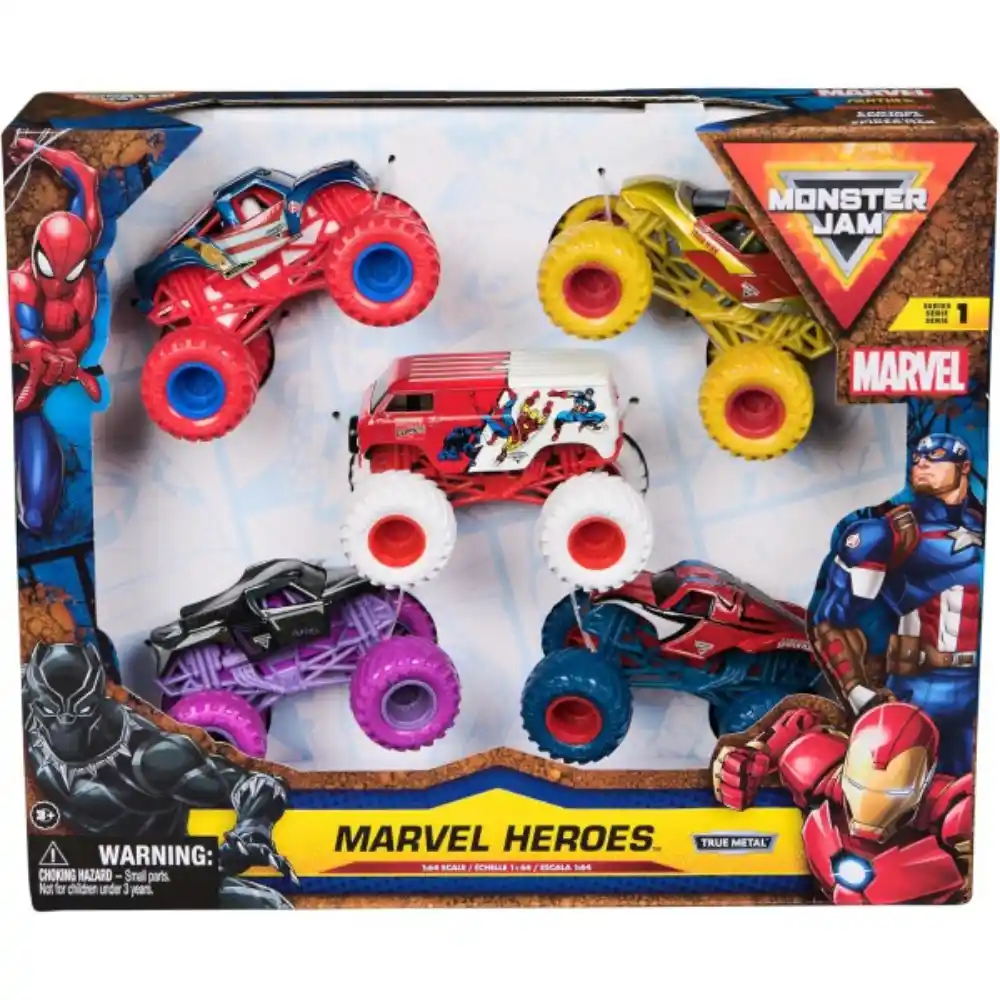 Monster Jam Marvel Vehicles 1: 64 5-PK