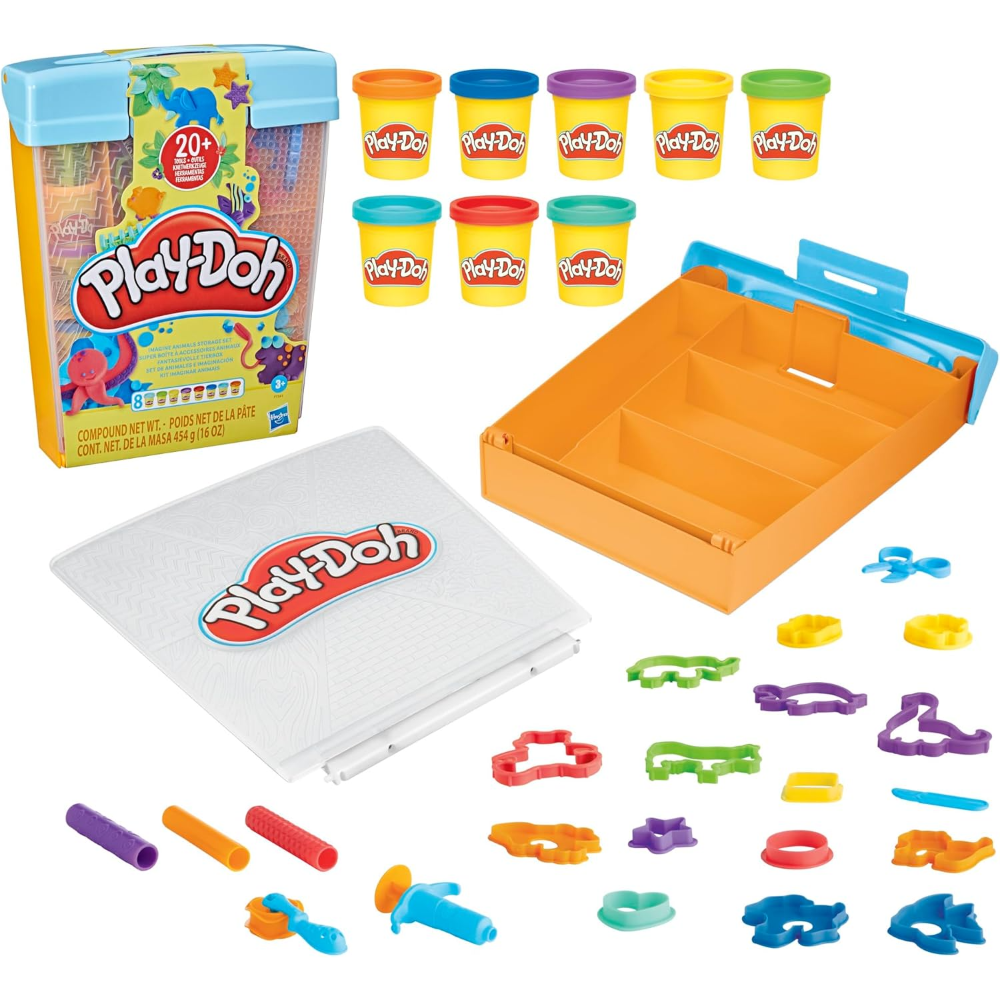 Play-Doh Imagine Animals Storage Set, 22 Accessories, Arts and Craft Activities for Kids 3 Years & Up, Animal Toys
