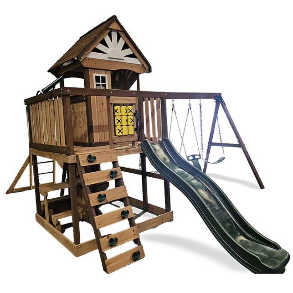 DOLPHIN PLAYGROUND MARSEILLE WOODEN GYMSET(L 550 cm x W 487. 5 cm x H 306. 2 cm)