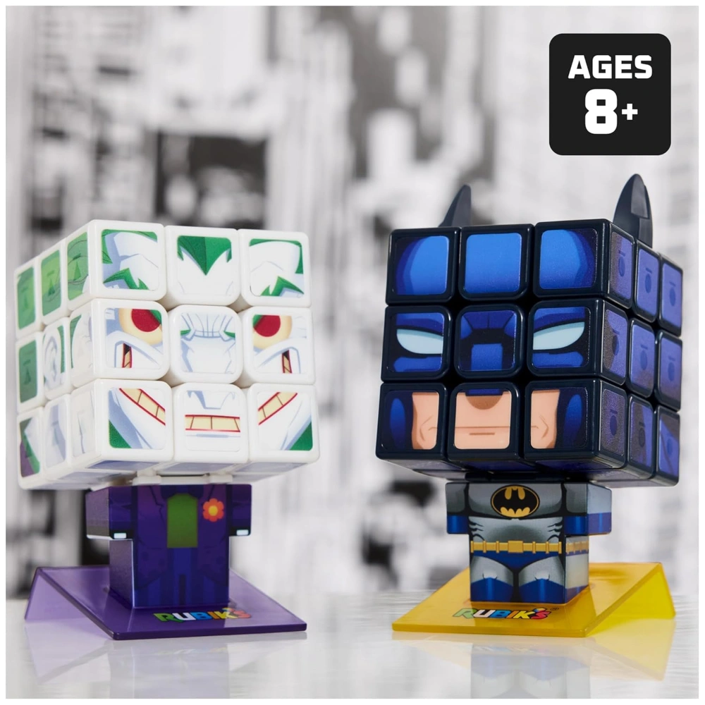 Rubiks Cube Batman and Joker Cubers 2-Pack, Problem-Solving Challenging Brain Teaser Collectible Batman Fidget Toy, for Adults & Kids Ages 8+