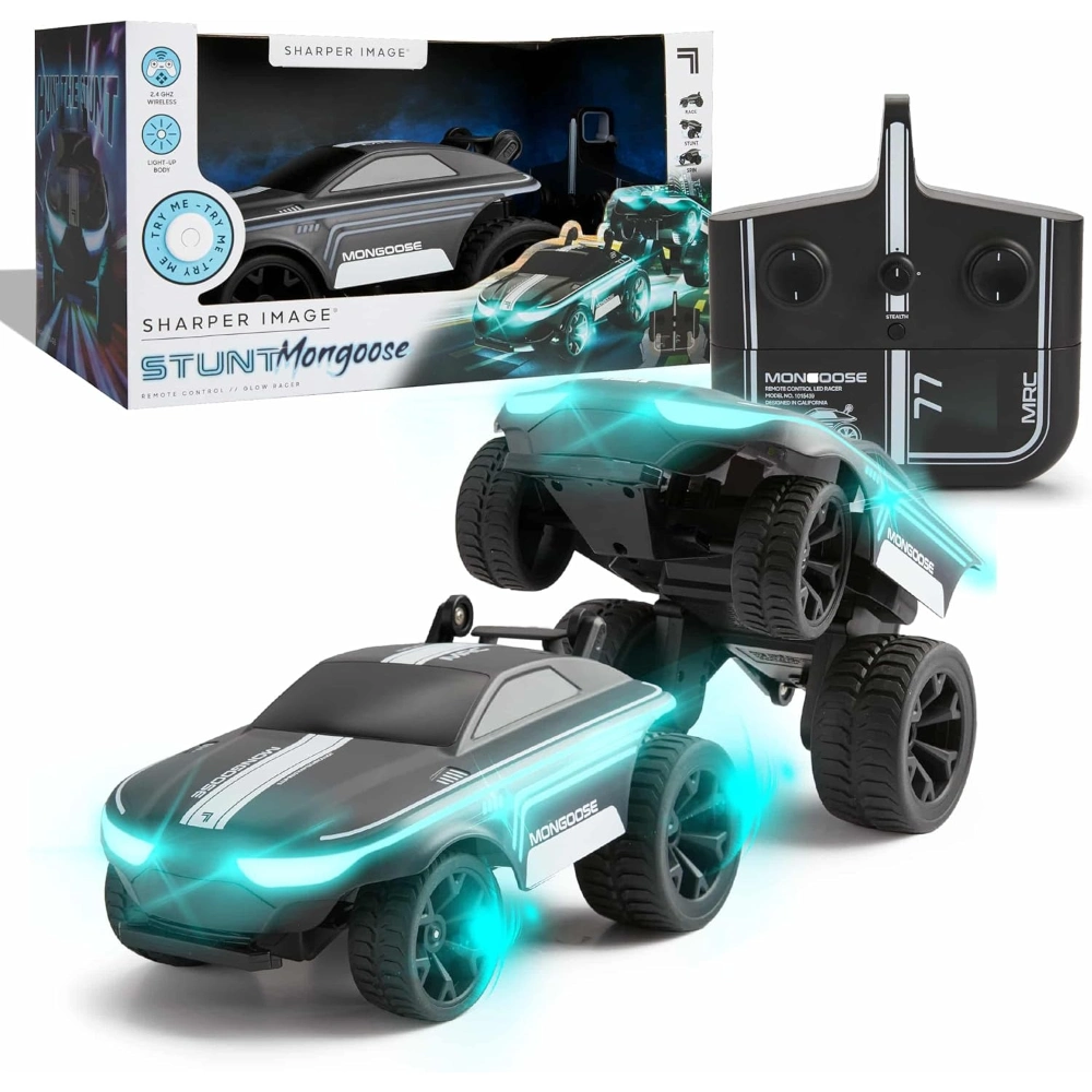 Sharper Image Remote Control Stunt Mongoose LED with Full Body Glow and Multiple Drive Modes, Ideal Gift for Kids 6+ Years RC Toy Collectibles