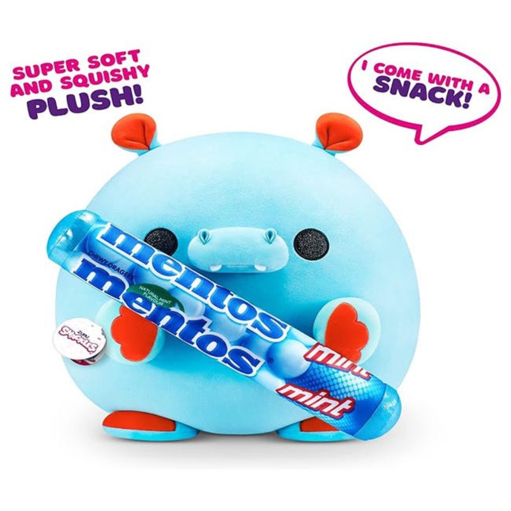 Snackles Medium – Hippo holding PLUSH Me