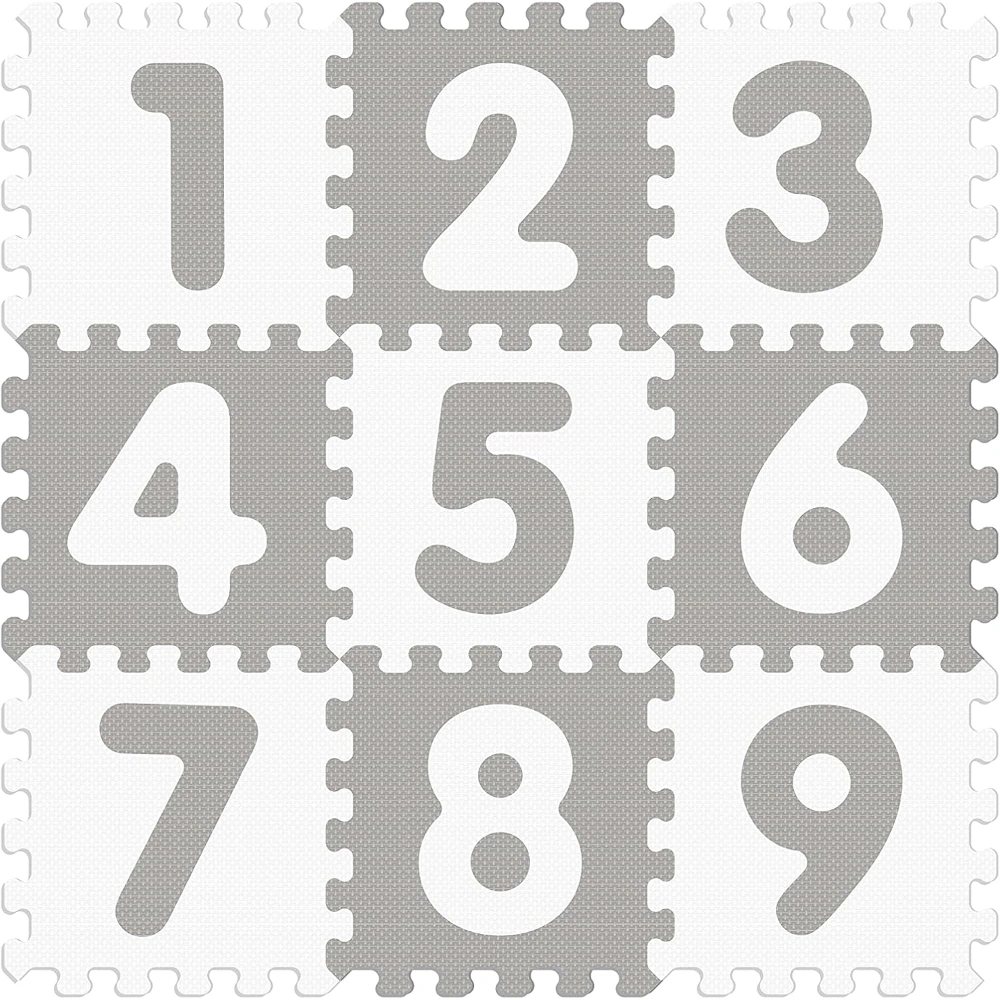 Sunta Antibacterial Number Puzzle Mat – 9-Piece EVA Foam Interlocking Play Mat for Kids – Safe, Fun, and Educational with Silver Ion Technology