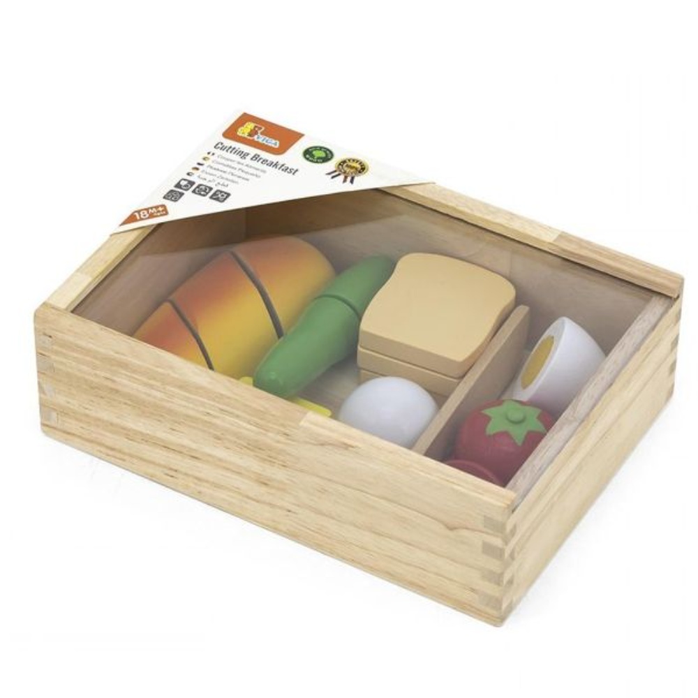 Viga Toys- Wooden Breakfast Food Cutting Set
