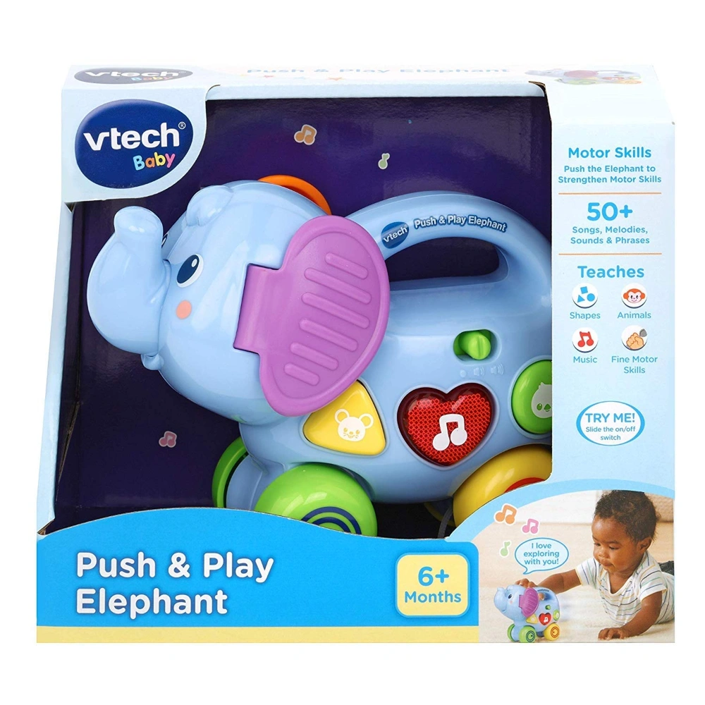 VTech Plastic Push & Play Elephant, Multicolour