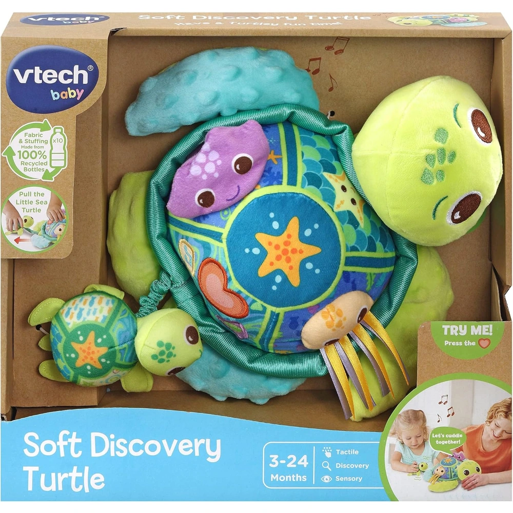 VTech – Soft Discovery Turtle | Tortoise, Interactive & Developmental Toy with Sounds and Music | For Boys & Girls, Suitable for Ages 3 Months+