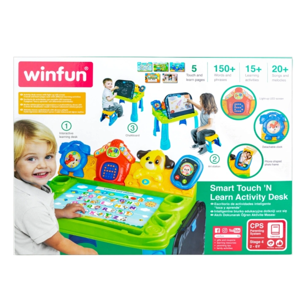 Win Fun Smart Touch ‘N Learn Activity Desk With LED Screen & Stool Includes Abcs, Numbers & Shapes, Educational Toy For Kids & Preschoolers, Ideal Gift, Multicolor