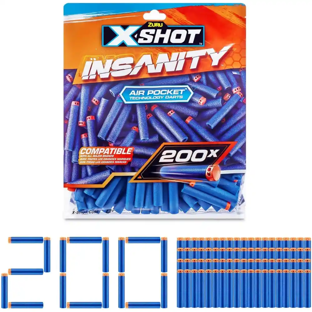 X-Shot Insanity 200PK Refill Darts Foilb