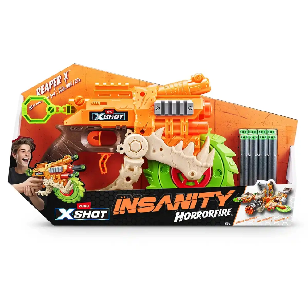 XShot Insanity Horror Fire Reaper X Twin Pack by Zuru with 16 Darts, Air Pocket Technology Darts and Dart Storage, Outdoor Toy for Boys and Girls, Teens and Adults