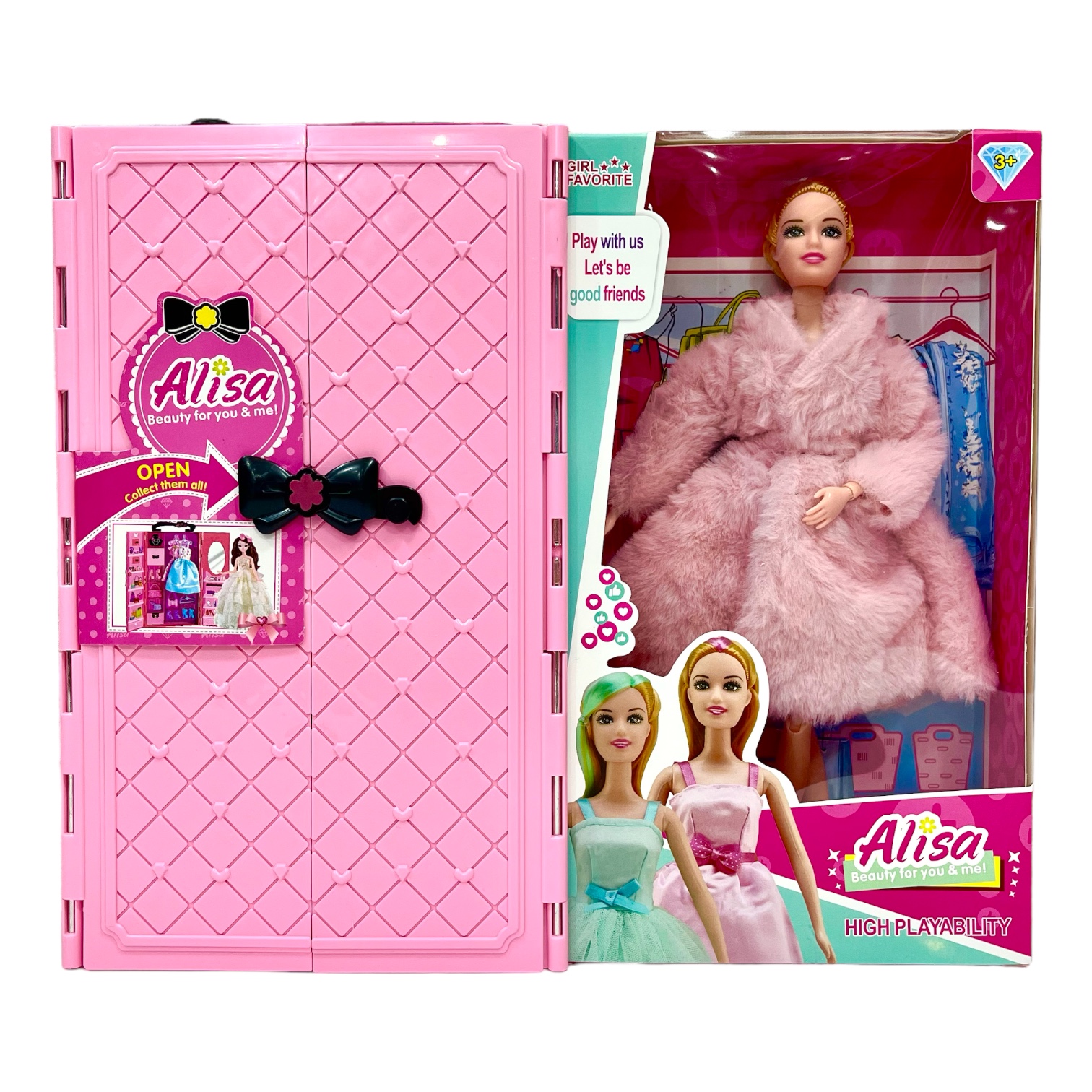 دمية مع خزانة ملابس