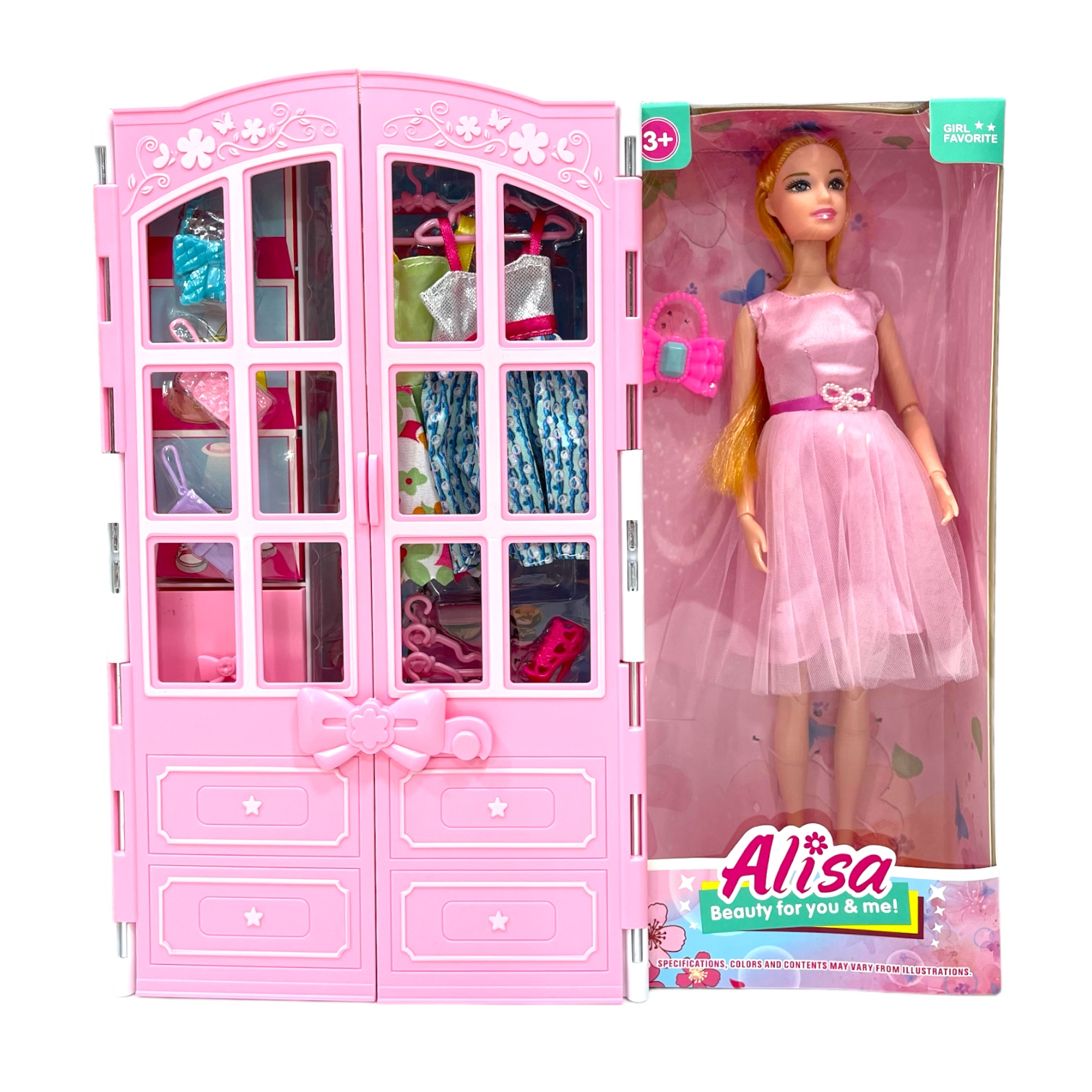 دمية مع خزانة ملابس