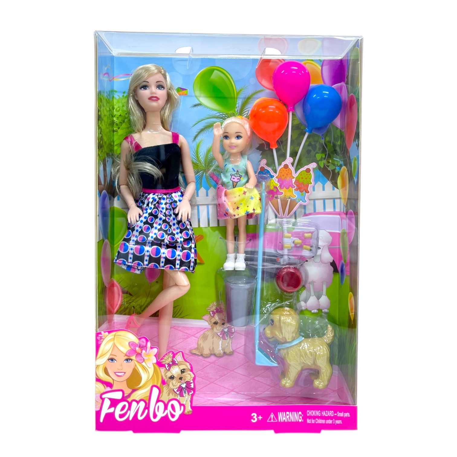 دمية مع بالونات