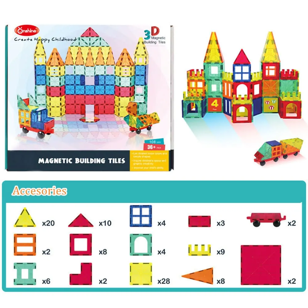 أون شاين – كتل البناء المغناطيسى ثلاثية الأبعاد – 108 قطعة