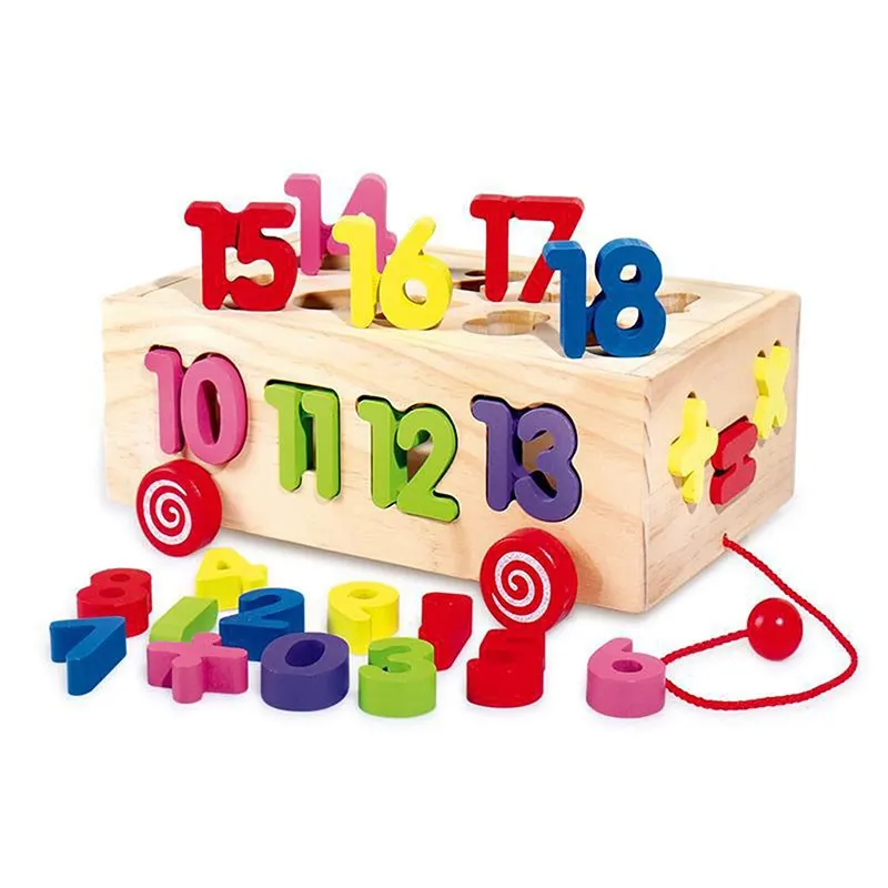 Beilaluna Numbers Wooden Box Pulling Toy Car