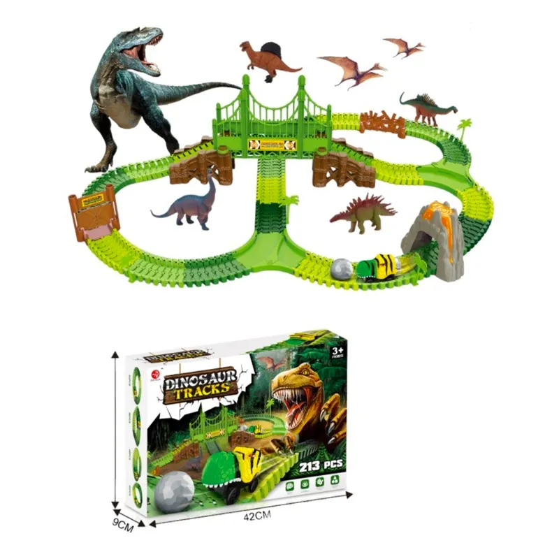 Dinosaur Race Track Toy Set – 213 PCS