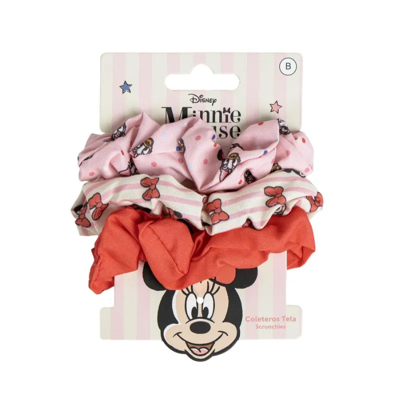 Disney Minnie Mouse Fabric Hair Scrunchie Accessories – 3 Pcs