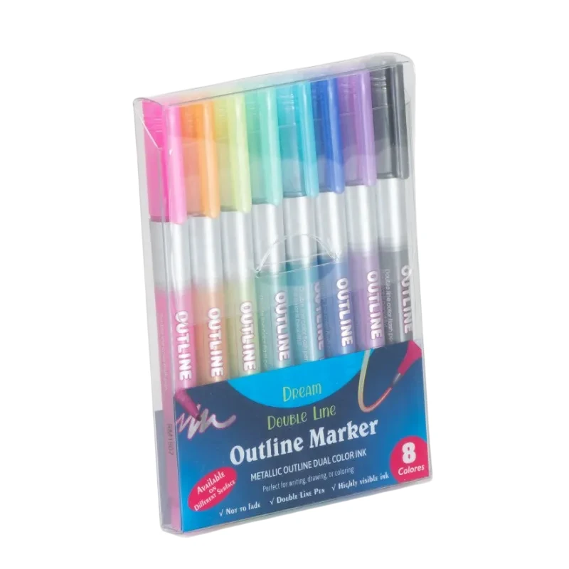 Double Line Outline Maker Acrylic 8 Color For Kids