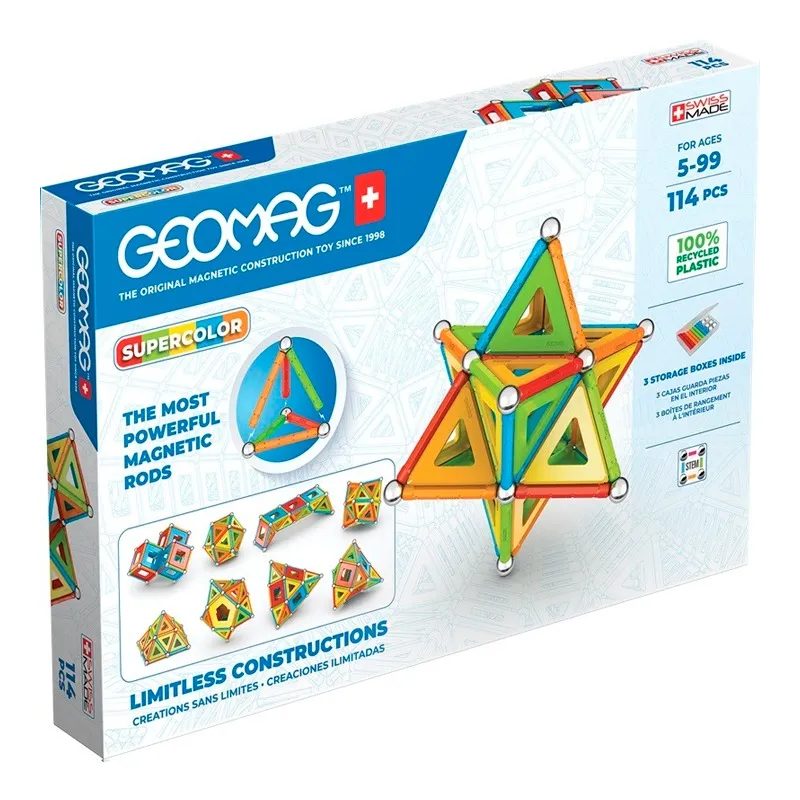 جيوماج – مجموعة البناء المغناطيسي سوبركولور 114 قطعة