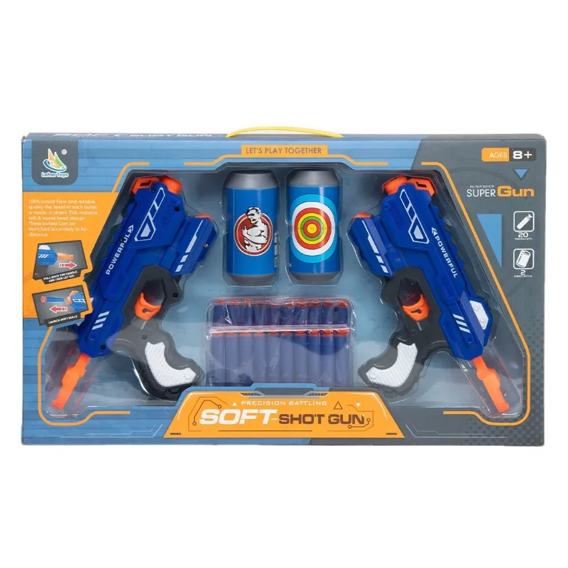 Lefan Toys Two Soft Shot Super Guns Toy Set – Blue