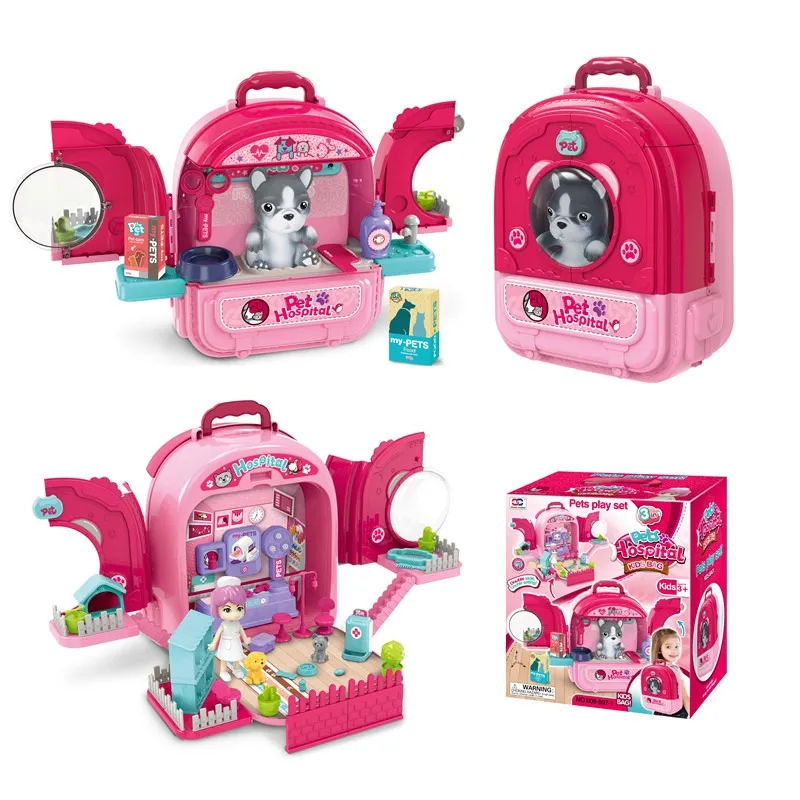 مجموعة لعب حقيبة مستشفى الحيوانات الأليفة